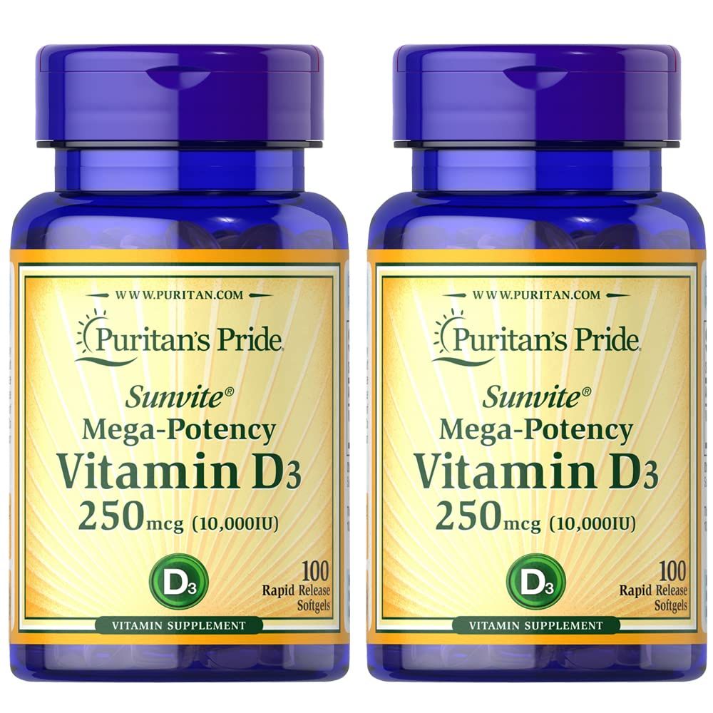 Puritan&#39;s Pride Vitamin D3 10,000 IU, Twin Pack 200 Total Count