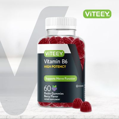 Vitamin B6 Gummies 100mg for Adults & Teens - B6 Vitamins for Mood & Nerve Function Support - Immune Booster - Vegan, GMO Free, Gluten Free, Gelatin Free - Tasty Chewable Berry Flavored VIT B6 Gummy