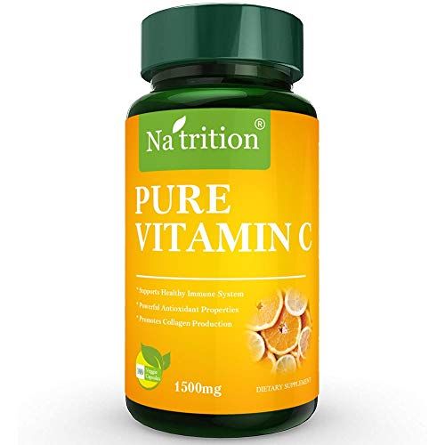Na&#39;trition Pure Vitamin C Vegetarian Capsules 1500mg per Serving, Organic Immune System Support and Antioxidant Supplement | Non-GMO and Gluten Free | 50 Day Supply