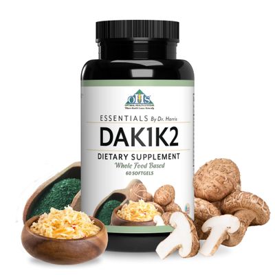 Optimal Health Systems Essential DAK1K2 | Vitamin D3 + A + K1 + K2 Immune Support, Bone Health, &amp; Heart Health | Vitamin D w/MK-7 | 5000 IU | (Non-GMO, Whole Food, Gluten-Free) 60 Softgels