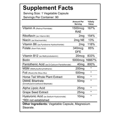 Wellgenix Purvana Max Hair, Skin, &amp; Nails Vitamin Capsules, Double Strength Biotin 5000MCG, Fo-Ti Root, VIT A &amp; B, Folic Acid (2 Pack)