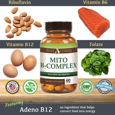 Suzy Cohen, Mito B Complex Dietary Supplement, 5-MTHF, Adeno B12, Methylation Support, Supports Healthy Nervous System, Boost Energy, Vitamin B, 60 Servings