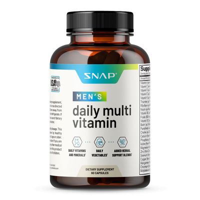 Snap Supplements Men&#39;s Multivitamins - Daily Vitamins &amp; Minerals for Men - Vitamin D, B12, Zinc, Herbs &amp; Vitamin C for Energy &amp; Immune Support, Multivitamin for Men, 60 Capsules