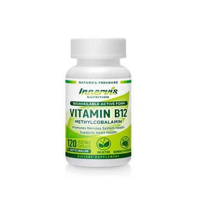 INNERVISNUTRITION Bioavailable Active Form BioActive Vitamin B12 Support Heart Health Boost Energy 120 Vegetable Capsules Supplement