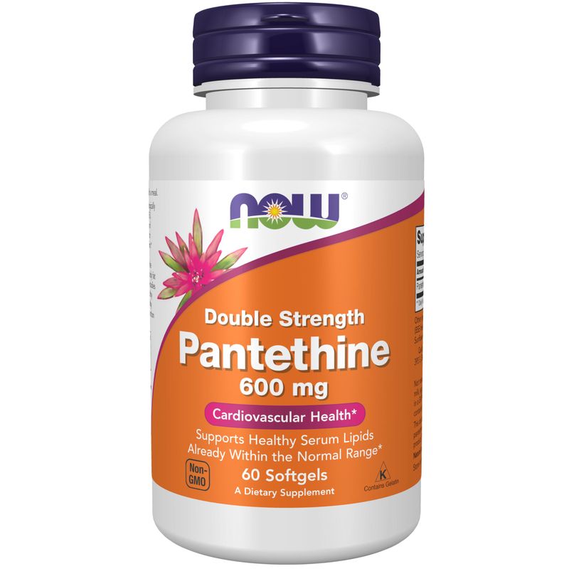 NOW Foods Supplements, Pantethine (Coenzyme A Precursor) 600 mg, Double Strength, Cardiovascular Health*, 60 Softgels