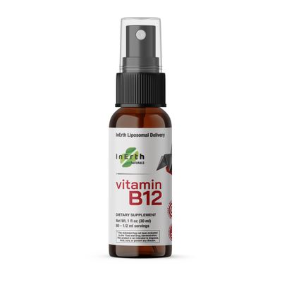 InErth Liposomal Vitamin B12 Liquid Drops - 1000 mcg Sublingual Methylcobalamin for Energy, Metabolism, Nervous System Immune Support - High Absorption Vegan VIT B1 2 Complex Supplement 1 Fl Oz
