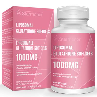 Starehonorr Liposomal Glutathione Softgels 1500MG, Reduced Glutathione Supplement with Vitamin C, Better Absorption, Non-GMO Powerful Antioxidant for Healthy Aging, Detox, Immune Health, 60 Softgels