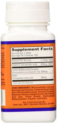Trader Joe's Synergistic C Vitamin C Complex 500 Mg with Lemon and Rutin Bioflavonoids, 100 Tablets