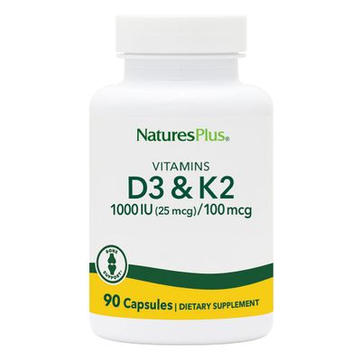 Nature&#39;s Plus - Vitamin D3 1000 IU/Vitamin K2 100 mcg, 90 vegetarian capsules