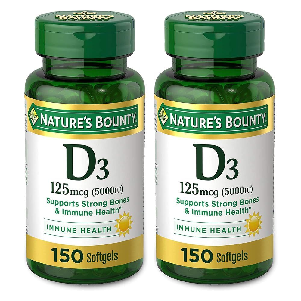 Nature&#39;s Bounty Vitamin D-5000 IU Softgels, Maximum Strength 150 ea ( Pack of 2)