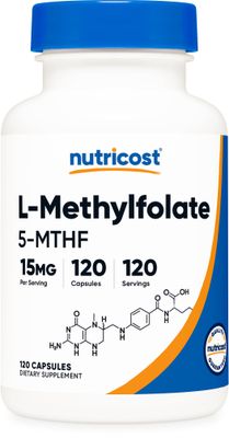 Nutricost L-Methylfolate 15mg, 120 Capsules (5-MTHF) - Vegan, Non-GMO, Gluten Free