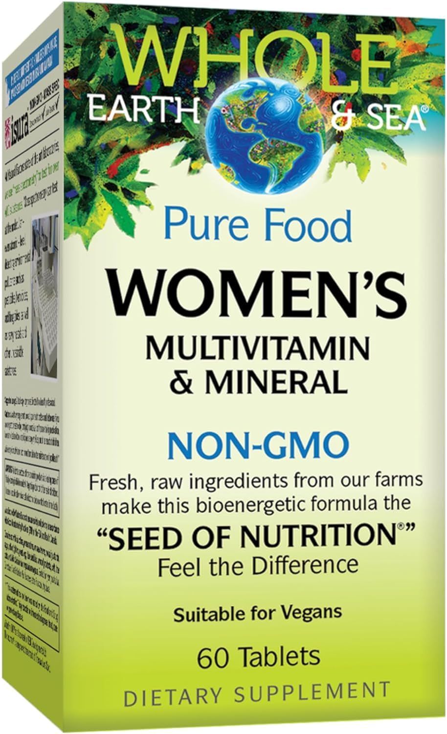 Whole Earth &amp; Sea from Natural Factors, Women&#39;s Multivitamin &amp; Mineral, Whole Food Supplement, Vegan, 60 tablets (30 servings)