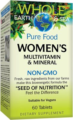 Whole Earth &amp; Sea from Natural Factors, Women&#39;s Multivitamin &amp; Mineral, Whole Food Supplement, Vegan, 60 tablets (30 servings)