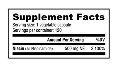 NutraBio Niacinamide Supplement for Normalized Blood Lipids, Better LDL &amp; HDL Levels, Flush Free Vitamin B3, 500mg - 120 Vegetable Capsules