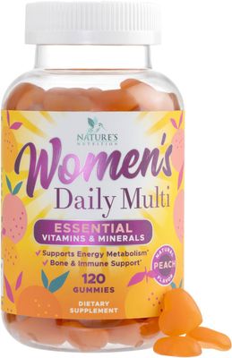 Women&#39;s Complete Daily Multivitamin Gummies - Vitamin A, C, D, E, B6, B12, Biotin &amp; Calcium - Immune Health &amp; Energy Support - Peach Flavored Gummy Vitamins for Women, Non-GMO &amp; Delicious - 120 Count