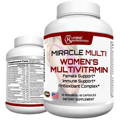 MiracleMulti Multivitamin for Women - Female Support Formula, Immune Support, Minerals, Biotin, Antioxidants &amp; Superfoods Blend - 60 Capsules