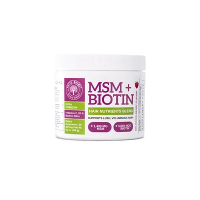 Qhemet Biologics MSM + Biotin Hair Nutrient Blend - Hair Vitamins Powder to Support Lush Volume - Bamboo Silica &amp; Vitamins D3 + B12 for Hair Health - Jumpstart Your Rapid Hair Growth Journey (8.5 oz)