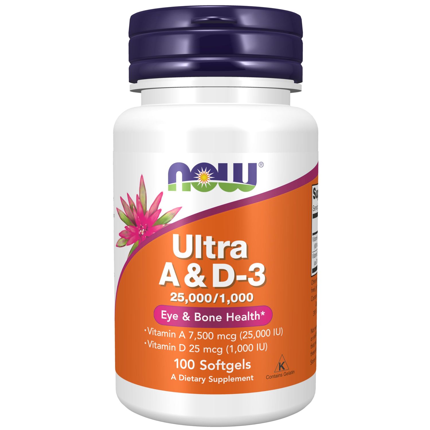 NOW Foods Supplements, Vitamin A &amp; D3 25,000/1,000 IU, Eye Health*, Essential Nutrition, 100 Softgels
