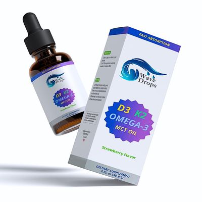 Maximum Strength Vitamin D3 &amp; K2 + MCT Oil &amp; Omega 3: Liquid Drops for Immune System, Brain Function &amp; Energy (No Fillers, Non-GMO, 2 Fl Oz)