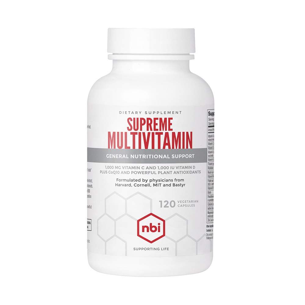 NBI Supreme Daily Multivitamin with Vitamin A, C, D, E, K, B6, and B12 | Multi Mineral Supplement for Men &amp; Women | 120ct Veggie Capsules