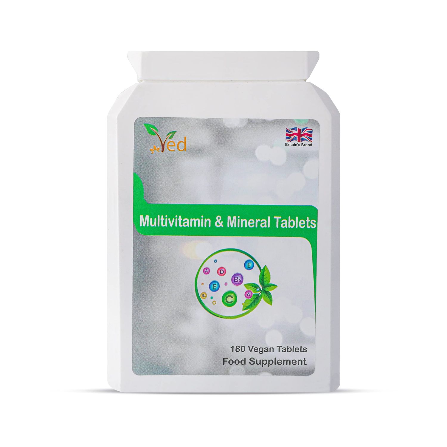 VED Multivitamins Supplement with Vitamin A, Vitamin C, Vitamin D, Vitamins E &amp; B6 &amp; More| Lactose &amp; Gluten Free Food Supplement for Energy &amp; Health Support| 180 Vegan Tablets|6 Month Supply.