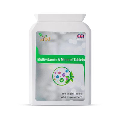 VED Multivitamins Supplement with Vitamin A, Vitamin C, Vitamin D, Vitamins E &amp; B6 &amp; More| Lactose &amp; Gluten Free Food Supplement for Energy &amp; Health Support| 180 Vegan Tablets|6 Month Supply.