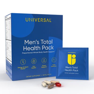 Universal U Men&#39;s Total Health Pack Daily Multivitamin Supplement, Energy, Stress Support, Krill Oil, 22 Key Vitamins &amp; Minerals, VIT D, C, B12, E, A, B6, K, Biotin, Zinc, Astaxanthin (30 Pack)