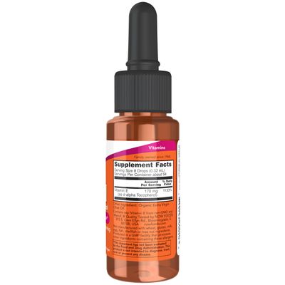 NOW Foods Supplements, Natural Vitamin E-Oil Liquid (D-Alpha Tocopherol), Antioxidant Protection*, 1-Ounce
