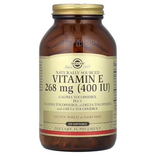 Solgar Vitamin E, d-Alpha Tocopherol Plus d-Gamma Tocopherol, d-Delta Tocopherol and d-Beta Tocopherol, 268 mg (400 IU), 250 Softgels