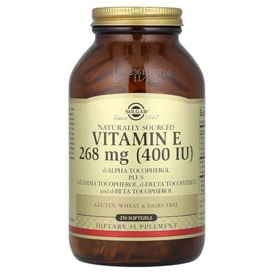 Solgar Vitamin E, d-Alpha Tocopherol Plus d-Gamma Tocopherol, d-Delta Tocopherol and d-Beta Tocopherol, 268 mg (400 IU), 250 Softgels