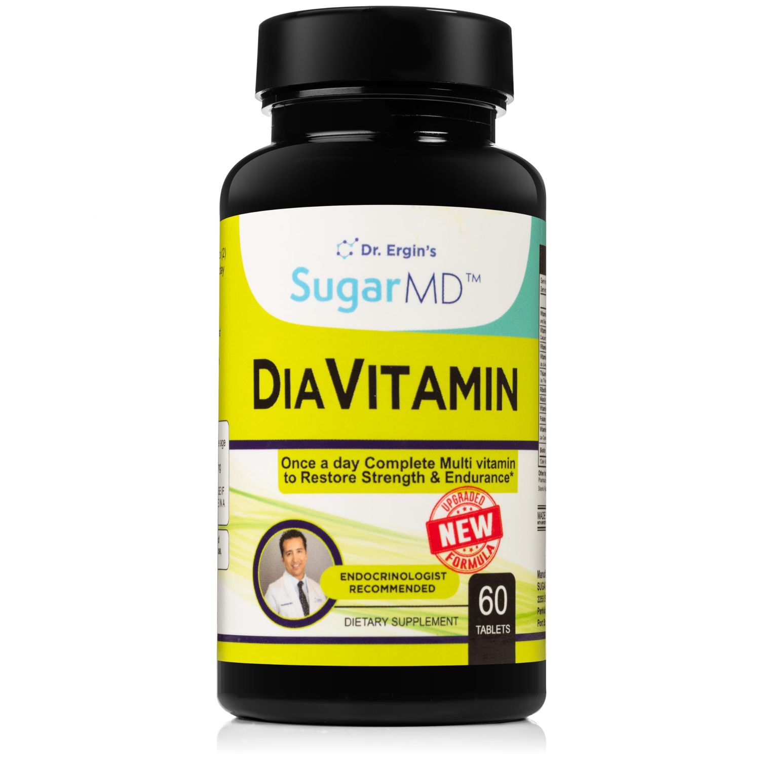 SugarMD Diavitamin Supplement Formula - Multivitamin for Men and Women - Multivitamins and Minerals - 60 Multi Vitamin Tablets - Restore Strength and Endurance - Non-GMO - Gluten-Free