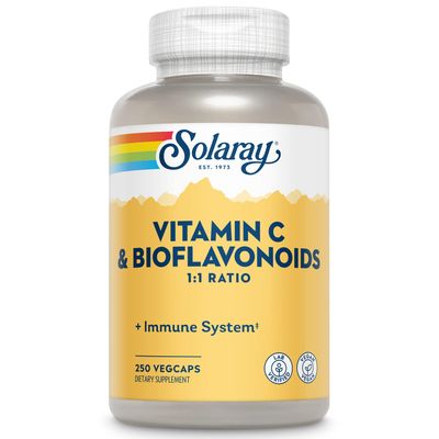 SOLARAY Vitamin C 500mg with Citrus Bioflavonoids, 1:1 Ratio - Antioxidant and Immune Support Supplement - Vitamin C with Rose HIPS and Acerola, Vegan, 60-Day Guarantee, 125 Servings, 250 VegCaps