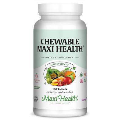 Maxi Health Chewable Multivitamin for Kids, Teens and Adults - Cherry Chewable Vitamins for Adults &amp; Children - Kosher Kids Multivitamin + Iron (180 Tablets)