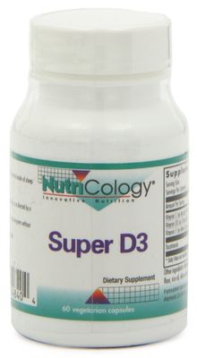 Nutricology Super D3 Dietary Supplement - Bone &amp; Immune Support, Cholecalciferol with C &amp; E, Vegetarian Capsules, Gluten Free - 60 Count