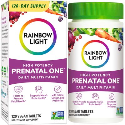 Rainbow Light High-Potency Prenatal One Multivitamin, Prenatal Health Multivitamin Supports Mom&#39;s Health and Baby&#39;s Development, With Vitamin C, Vegan, 120 Count