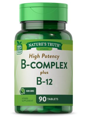Nature&#39;s Truth Vitamin B Complex | Plus B12 | 90 Tablets | Vegetarian and Non-GMO Supplement