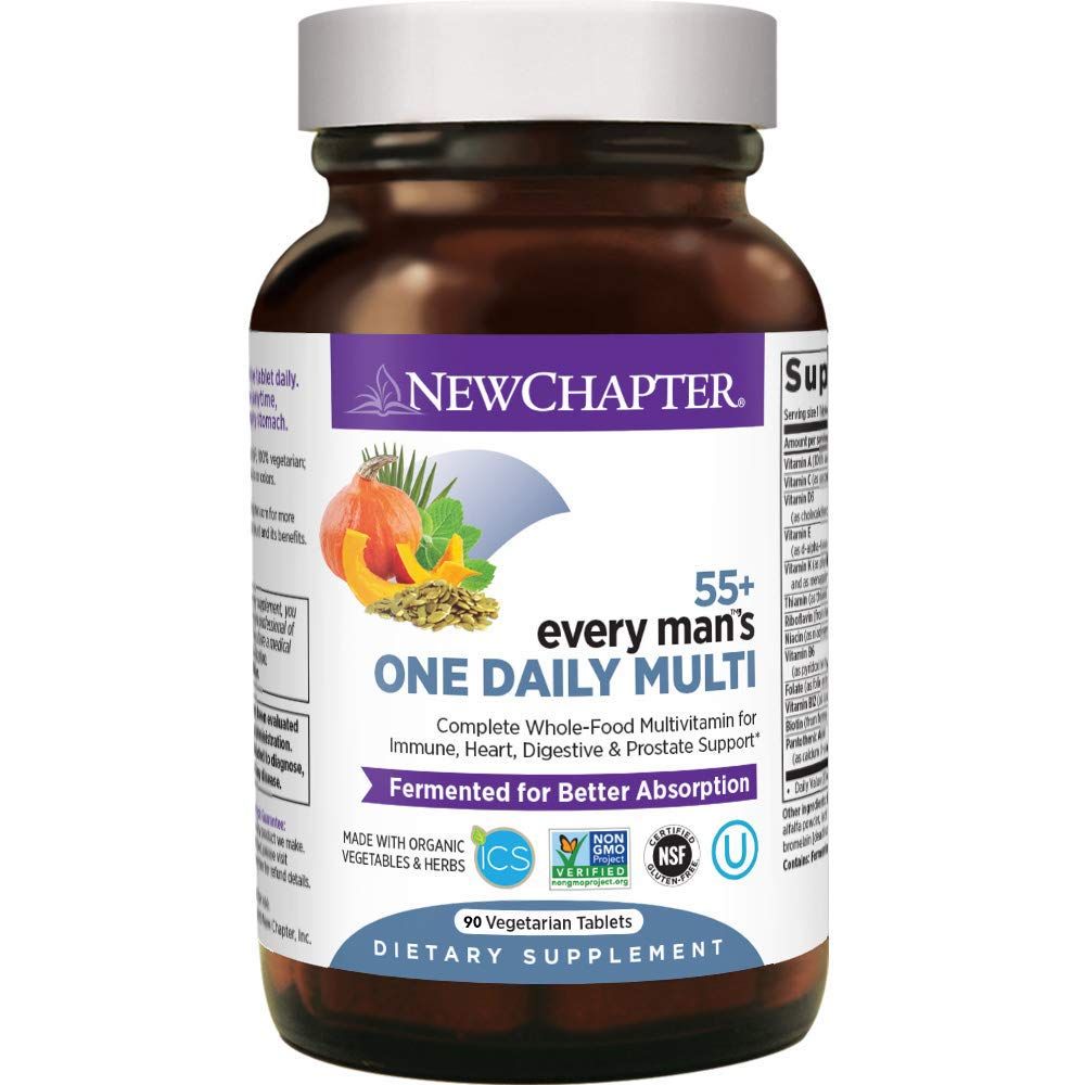 New Chapter Multivitamin for Men 50 Plus - Every Man&#39;s One Daily 55+ with Fermented Probiotics + Whole Foods + Astaxanthin + Organic Non-GMO Ingredients - 90 ct