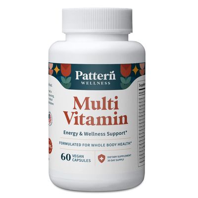 Pattern Wellness Multivitamin for Men &amp; Women - Vitamin A, B, C, D, E - Energy &amp; Wellness Support - Whole Body Health - One A Day Dietary Supplement - 60 Vegan Capsules