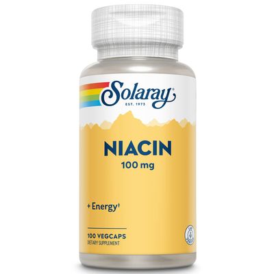 Solaray Niacin 100 mg, Vitamin B3 | Skin Health, Nervous System &amp; Circulation Support | 100ct