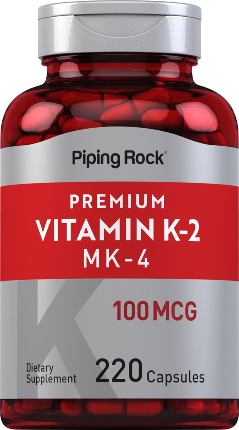 Piping Rock Vitamin K2 MK4 Supplement | 100mcg | 220 Capsules | Non GMO &amp; Gluten Free
