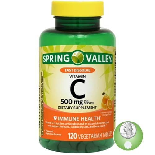 Spring Valley Vitamin C Immune Health Supplement Chewable Tablets, Orange, 500 mg, 120 Count (Pack of 1-120ct)