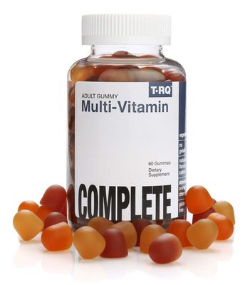 T.RQ Multi-Vitamin Gummy (Dietary Supplement), Natural Strawberry, Orange and Cherry, 60 Count
