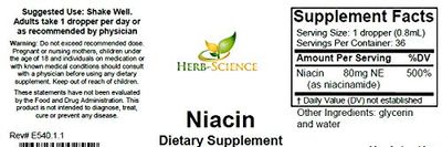 Herb-Science Liquid Vitamin B3 Drops - Cold Processed Niacin Supplement, Supports Tongue &amp; Skin Health - Vegan, Non-Alcoholic and Quality Tested.- 1 Fl. Oz, 36 Servings