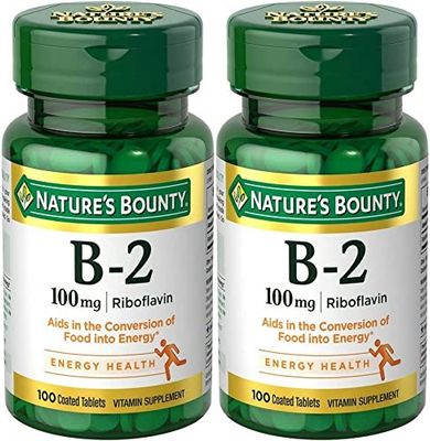 Nature's Bounty, Vitamin B-2, 100 mg, 100 Tablets - Pack of 2