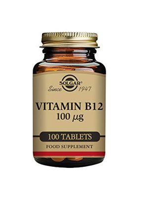 SOLGAR Vitamin B12 100 mcg - 100 Tablets - Energy Metabolism &amp; Nervous System Support - Non-GMO, Vegan, Gluten &amp; Dairy Free, Kosher, Halal - 100 Servings