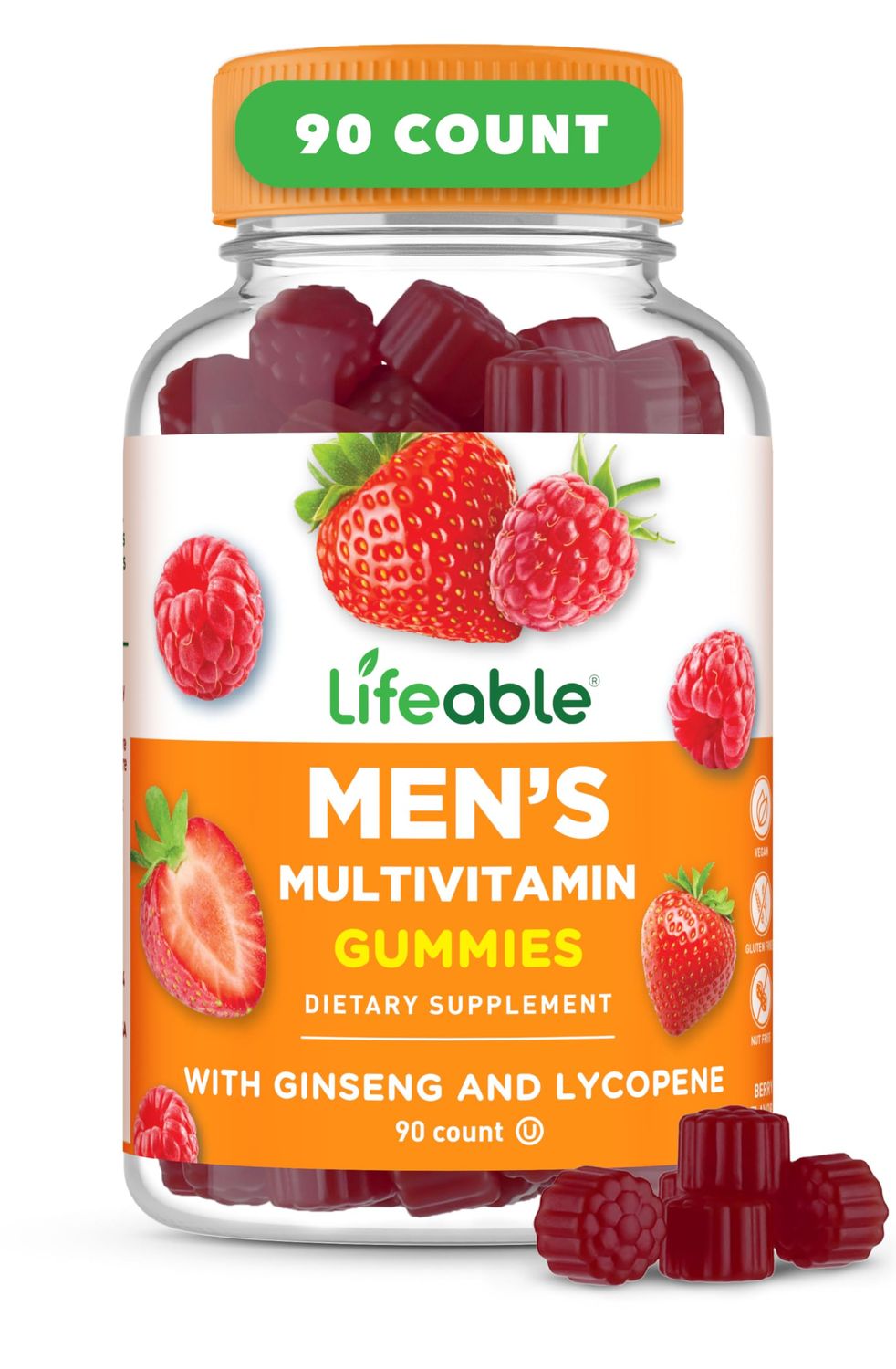 Lifeable Multivitamin for Men Gummies | VIT A, C, D, E, B1, B2, Niacin, B5, B6, Folate, B12, Biotin, Iodine, Zinc, Chromium, Ginseng, Lycopene, Inositol | Mens Multivitamins Gummies | 90 Gummies