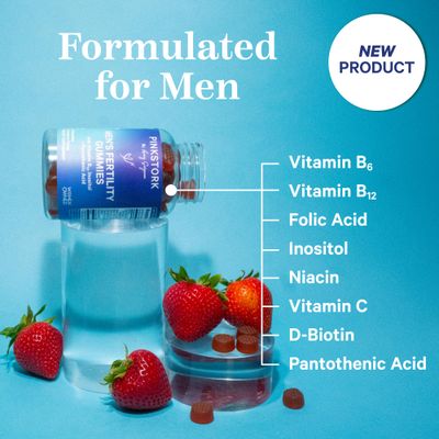 Blue Stork Fertility Supplement Gummies for Men - Male Prenatal Vitamins, Conception Support for Him - Reproductive Health, Hormonal Balance & Motility - 90 Count