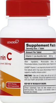 LEADER Vitamin C 500 mg Dietary Supplement, 100 Tablets