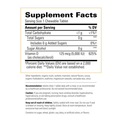 Integrative Therapeutics Vitamin D3 125 mcg - 5,000 IU - Immune Support Supplement* - Healthy Bone Support* - Gluten Free - 90 Chocolate Flavored Chewables