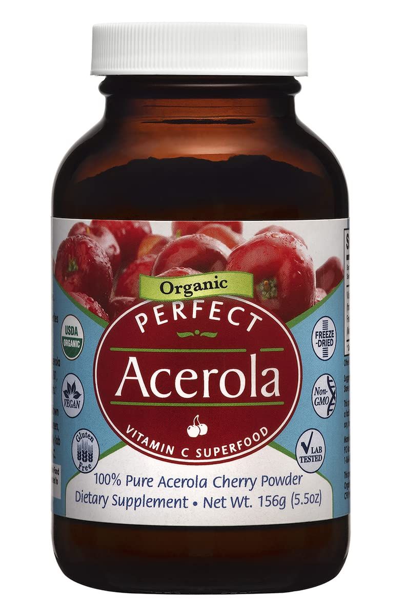 Perfect Supplements - Perfect Acerola Powder - 156 Grams - 100% Pure Acerola Cherry - All-Natural Vitamin C Superfood - Immune System Support